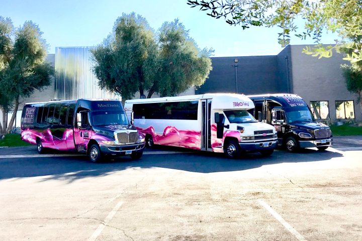 a bus parked in a parking lot